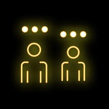 Neon icon of two people thinking with thought bubbles above Stock Illustration