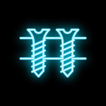 Neon icon of two screws being screwed with a screwdriver Stock Illustration