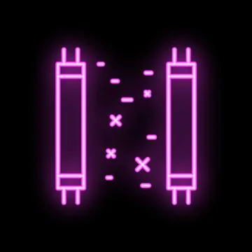 Neon icon of two servers exchanging data with crosses depicting data loss Illustrazione stock