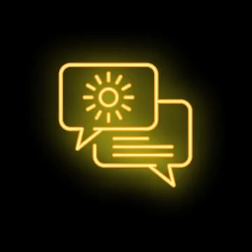 Neon icon of two speech bubbles discussing about sun shining Stock Illustration
