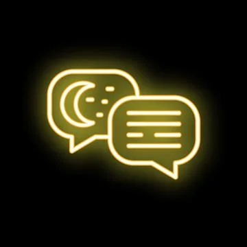 Neon icon of two speech bubbles showing night conversation Stock Illustration