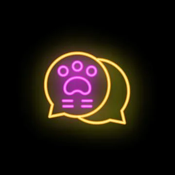Neon icon of two speech bubbles having conversation about pets Stock Illustration