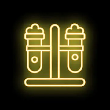 Neon icon of two test tubes in a laboratory setting Stock Illustration