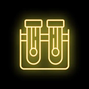 Neon icon of two test tubes representing chemical experiment Stock Illustration