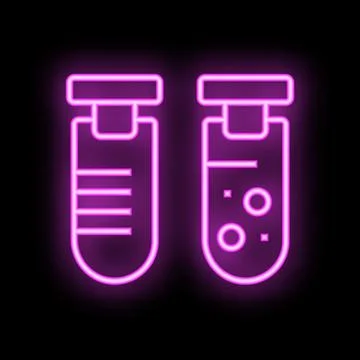 Neon icon of two test tubes with corks representing scientific research Stock Illustration