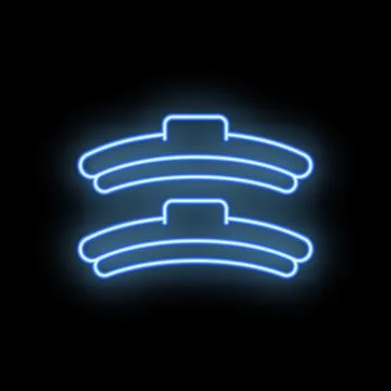 Neon icon of two wi fi wireless network signals glowing blue on black backgro Stock Illustration