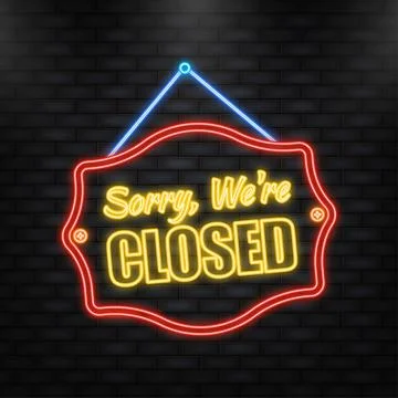 Neon Icon. Vector Closed Store Sign. Vector illustration Illustrazione stock