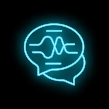 Neon icon of voice message being sent through chat app Stock Illustration