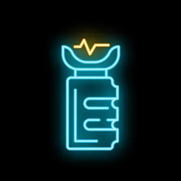 Neon icon of voice recorder capturing heartbeat sound effect Stock Illustration