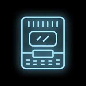 Neon icon of voice recorder capturing audio Stock Illustration