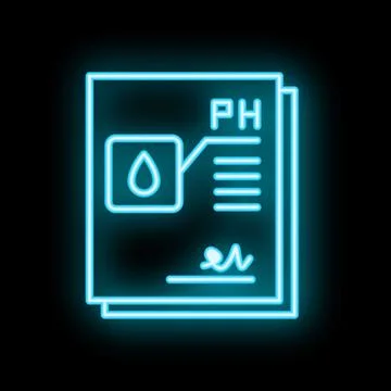 Neon icon of water acidity testing report document Illustrazione stock