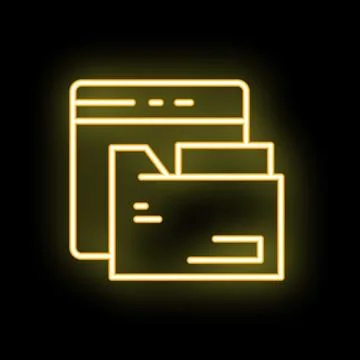Neon icon of website browser displaying digital folder file system 스톡 일러스트