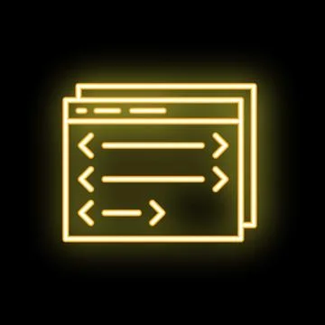 Neon icon of website browser windows with arrows representing navigation Stock Illustration