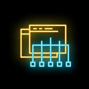 Neon icon of website connected to server database system イラスト素材
