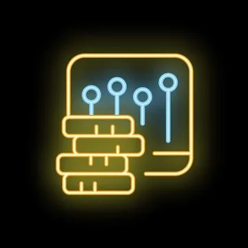 Neon icon of website control panel managing database storage 库存插图