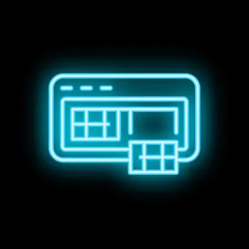 Neon icon of website representing web design process Illustrazione stock