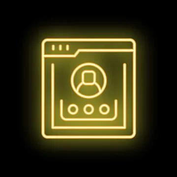 Neon icon of website showing user profile interface element Ilustración de archivo