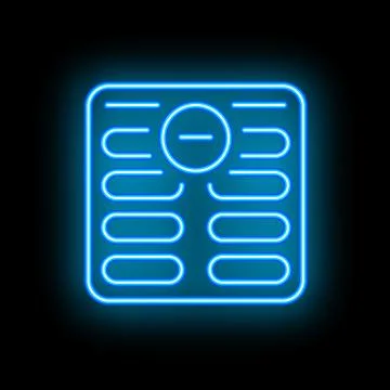 Neon icon of weight scale displaying weight loss progress Ilustración de archivo
