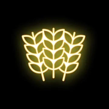 Neon icon of wheat for bakery or brewery logo Stock Illustration