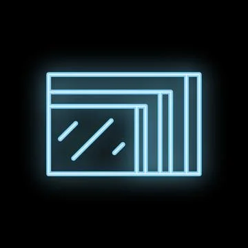 Neon icon of window glass representing renovation and construction Ilustración de archivo