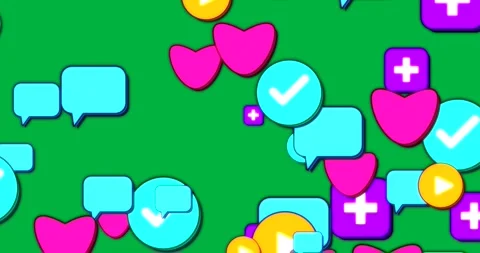 Neon icons spawning at edges, drifting in, stacking on transparent canvas, Stock Footage 327338892