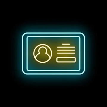 Neon id card showing a user avatar and text lines for personal data イラスト素材