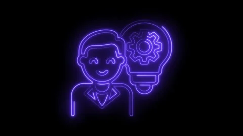Neon idea generation concept creative thinking and problem solving illustrati Stock Footage 309916633