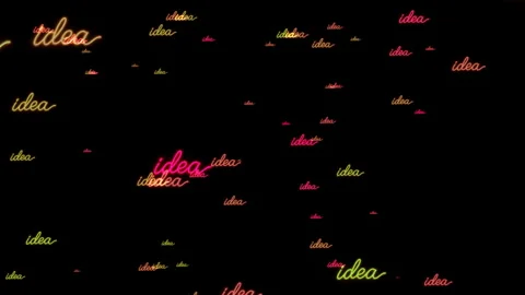 Neon Idea Words Pattern  Glowing Script Typography for Creative Concept and.. Stock Footage 330503231