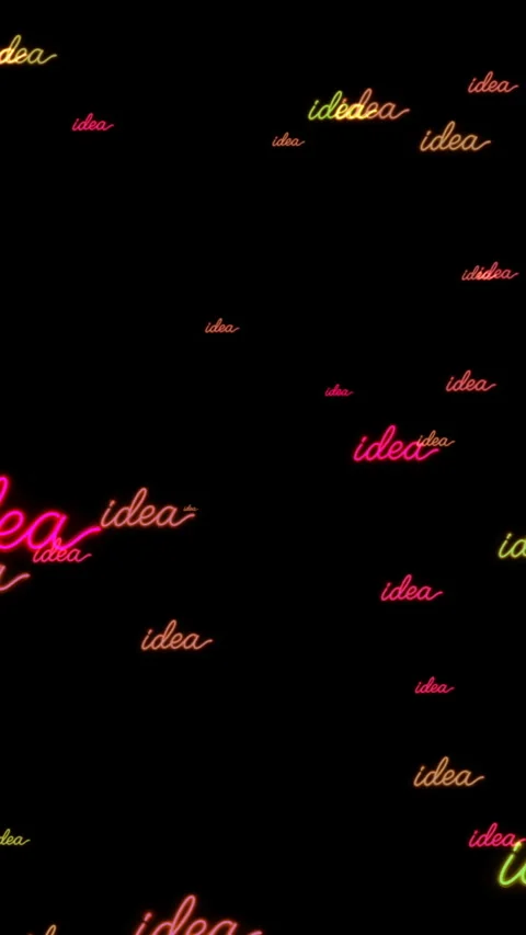 Neon Idea Words Pattern  Glowing Script Typography for Creative Concept and.. Vídeo Stock 337738376