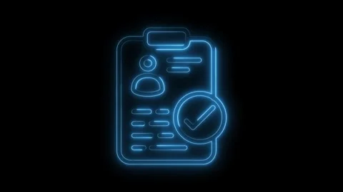 Neon identity verification checklist with glowing checkmark animated on bla.. Stock Footage 309292147