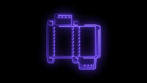 Neon illuminated packaging template reveal animation against black background Stock Footage 330776691