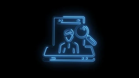 Neon illuminated profile search on website business illustration black Stock Footage 330773350