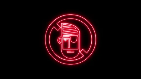 Neon illuminated sign showing forbidden symbol with injured person. Stock-Footage 337081753