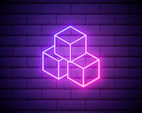 Neon illumination of white sugar. Refined sugar product. Modern vector logo,  Stock Illustration