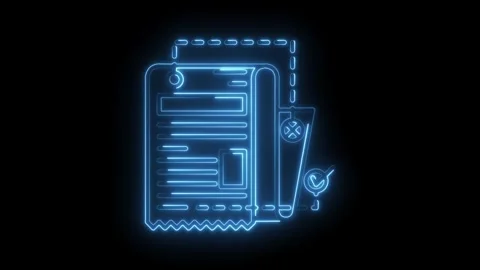 Neon illustration of accounting document audit and financial compliance on .. Stock Footage 315961173