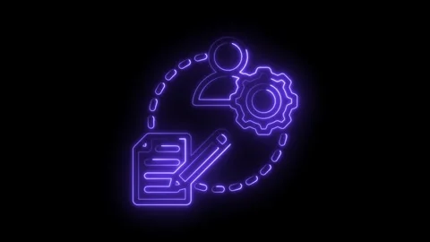 Neon illustration of user settings with automation and content creation for data Stock Footage 330784682