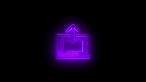 Neon image export icon glowing black background animation Stock Footage 289524953