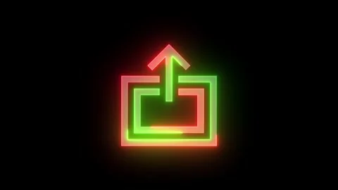 Neon image export icon green red color glowing animation black background Stock Footage 270383725