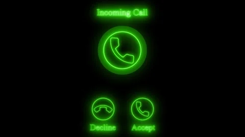 Neon Incoming Call Interface Animated, Neon Mobile Calling Animation Stock Footage 313756496