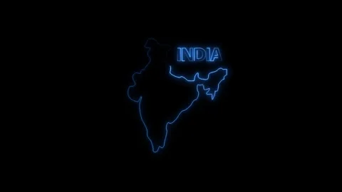 Neon India map, India state map icon 4k animation. Video stock 322010318