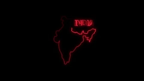 Neon India map, India state map icon 4k animation. Outline map of India. Video stock 322010319