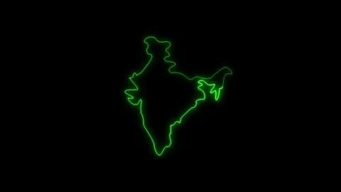 Neon India map, India state map icon 4k animation. Stock Footage 322010399