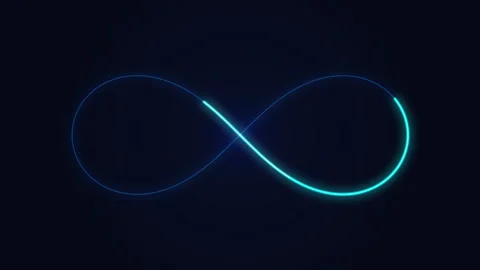 Neon infinity loop animation glowing blue symbol motion graphic element Stock Footage 346543800