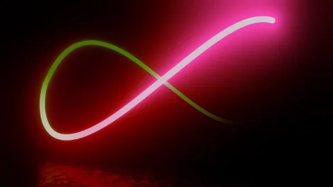 Neon infinity sign. 3D render seamless loop animation. Abstract background with Video stock 245300953