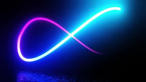 Neon infinity sign. 3D render seamless loop animation. Abstract background with Stock Footage 245435336