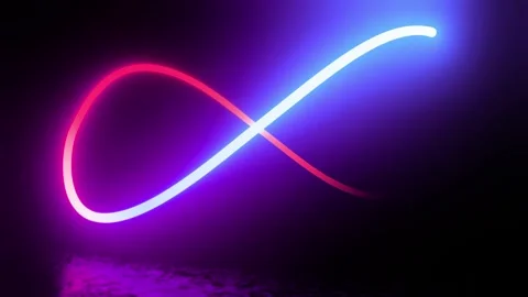 Neon infinity sign. 3D render seamless loop animation. Abstract background with Video stock 245785641