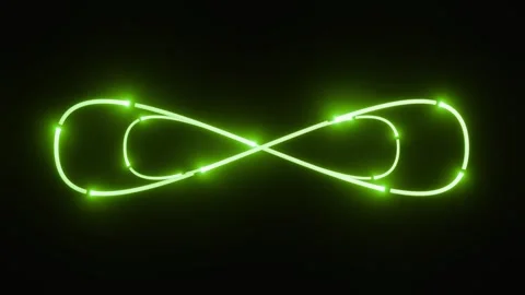 Neon infinity sign. 3D render seamless loop animation. Abstract background with Stock Footage 261544197
