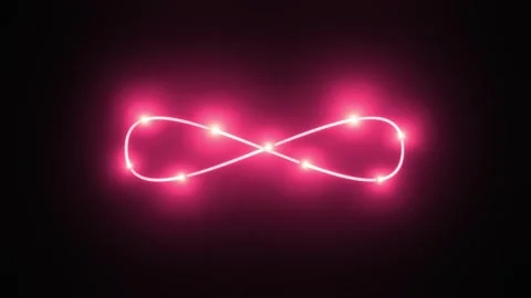 Neon infinity sign. 3D render seamless loop animation. Abstract background with Stock Footage 262961060
