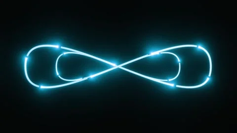 Neon infinity sign. 3D render seamless loop animation. Abstract background with Stock Footage 264513058