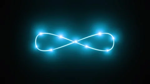 Neon infinity sign. 3D render seamless loop animation. Abstract background with Video stock 267555912